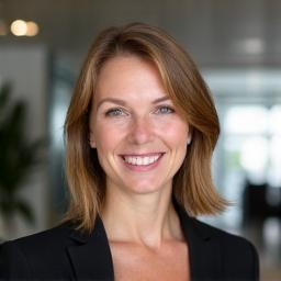 Viileäkuvainen Sara Jokinen, Revontuli Delightsin asiakkuuspäällikkö, hymyilee ammattimaisesti toimistoympäristössä.